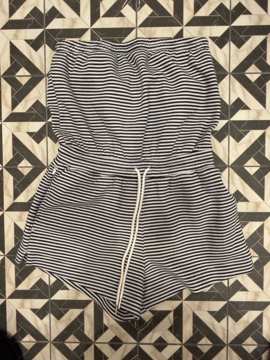Abercrombie & Fitch Pants - Striped Navy & White Strapless Romper